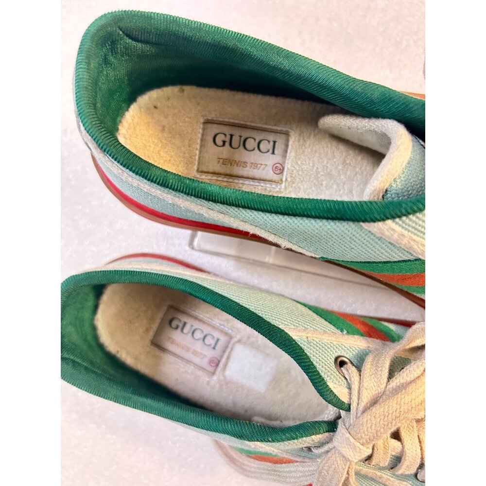 Gucci Tennis 1977 'Blue Cotton Trainers Sneakers UK 6.5 Fits Womens 9 US 9 Men's - Picture 4 of 11